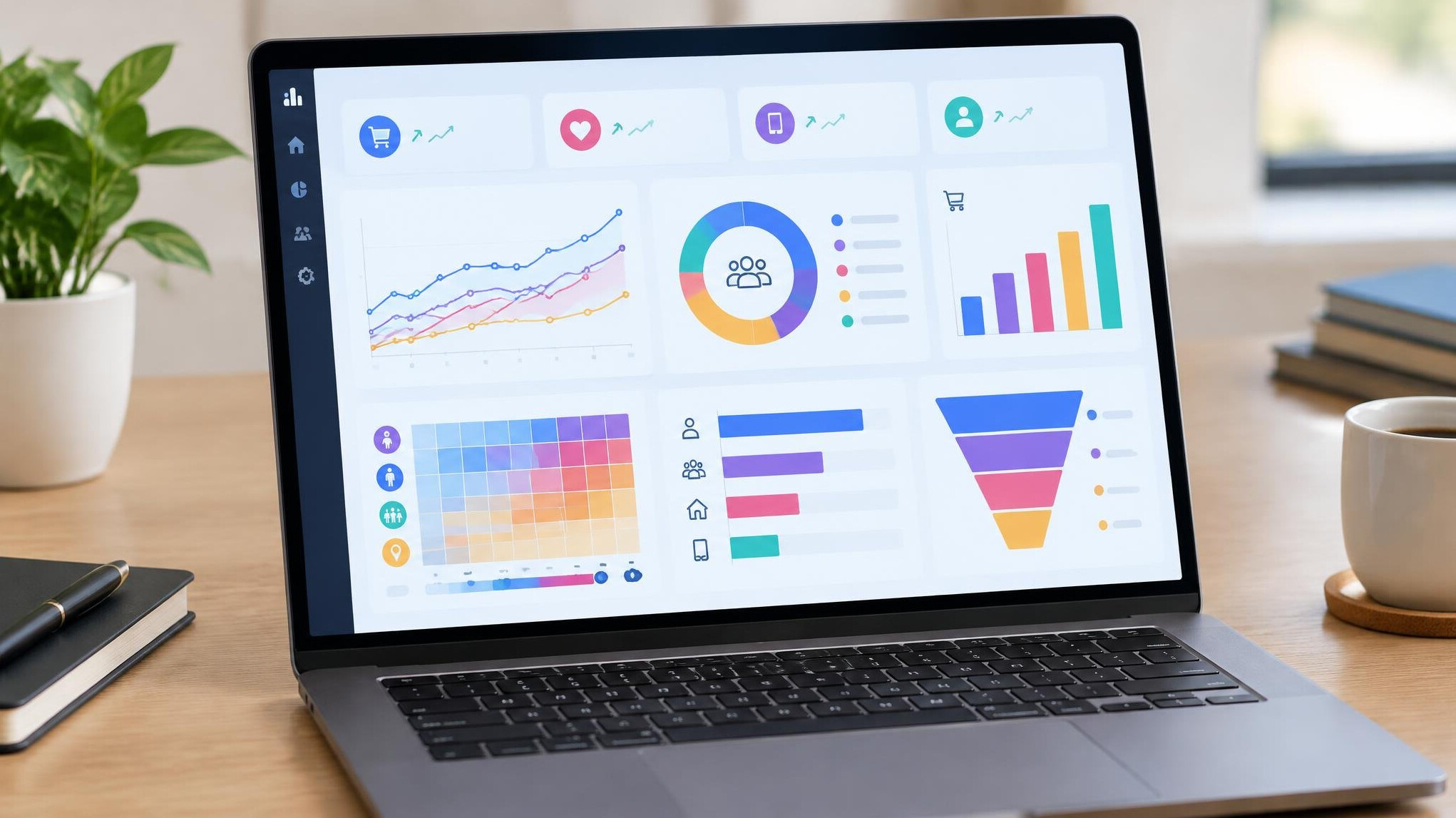 Analytics dashboard with consumer data charts on a screen